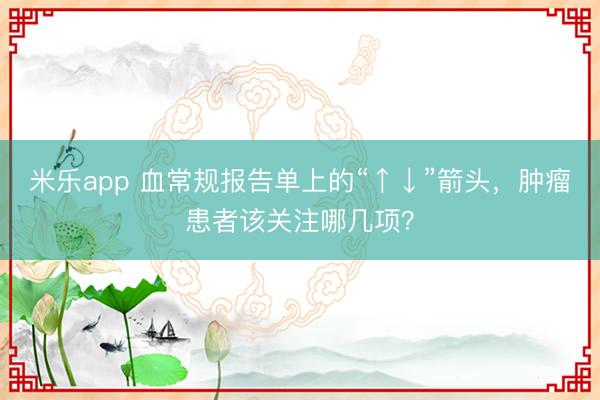 米乐app 血常规报告单上的“↑↓”箭头，肿瘤患者该关注哪几项？