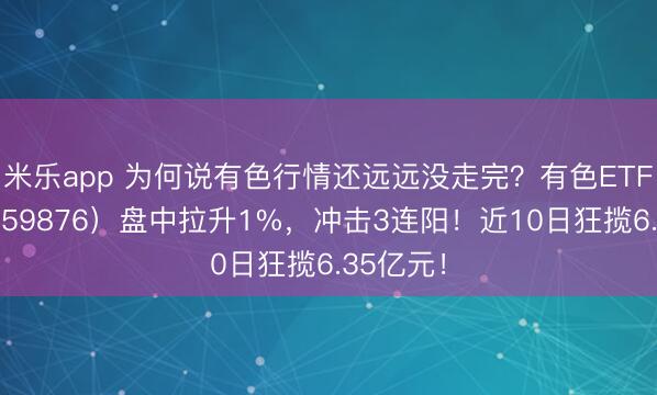 米乐app 为何说有色行情还远远没走完?有色ETF华宝(159876)盘中拉升1%,冲击3连阳!近10日狂揽6.35亿元!