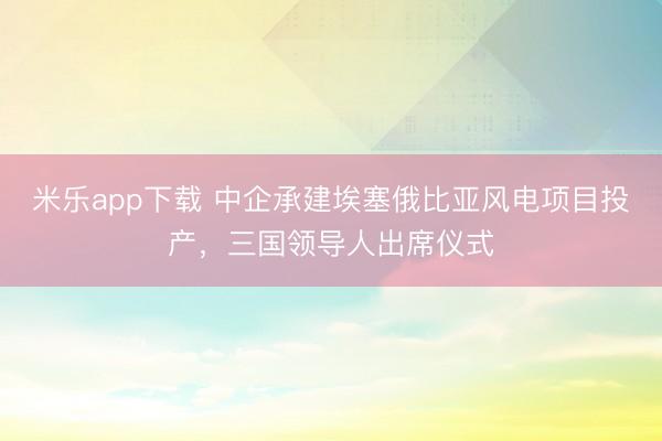 米乐app下载 中企承建埃塞俄比亚风电项目投产，三国领导人出席仪式