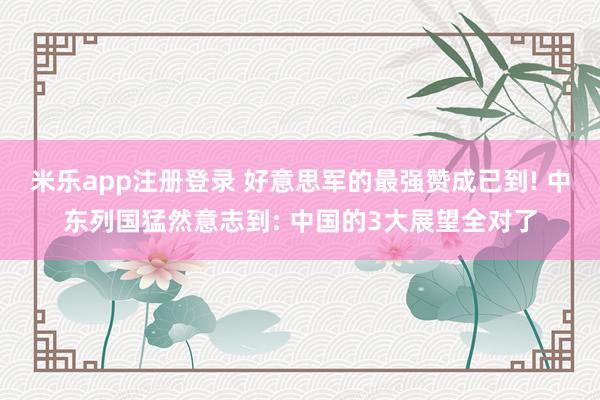 米乐app注册登录 好意思军的最强赞成已到! 中东列国猛然意志到: 中国的3大展望全对了