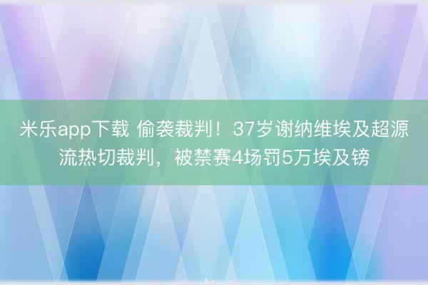 米乐app下载 偷袭裁判！37岁谢纳维埃及超源流热切裁判，被禁赛4场罚5万埃及镑