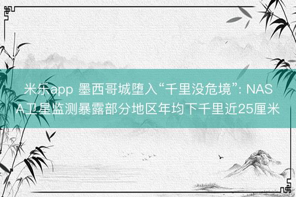 米乐app 墨西哥城堕入“千里没危境”: NASA卫星监测暴露部分地区年均下千里近25厘米