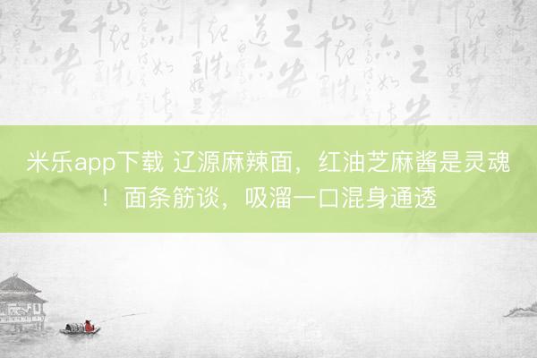 米乐app下载 辽源麻辣面，红油芝麻酱是灵魂！面条筋谈，吸溜一口混身通透