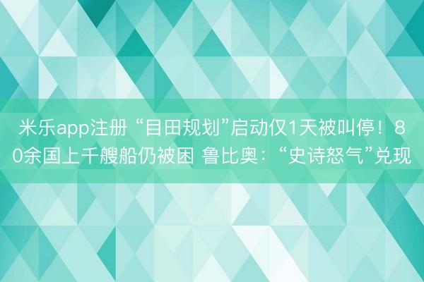 米乐app注册 “目田规划”启动仅1天被叫停！80余国上千艘船仍被困 鲁比奥：“史诗怒气”兑现